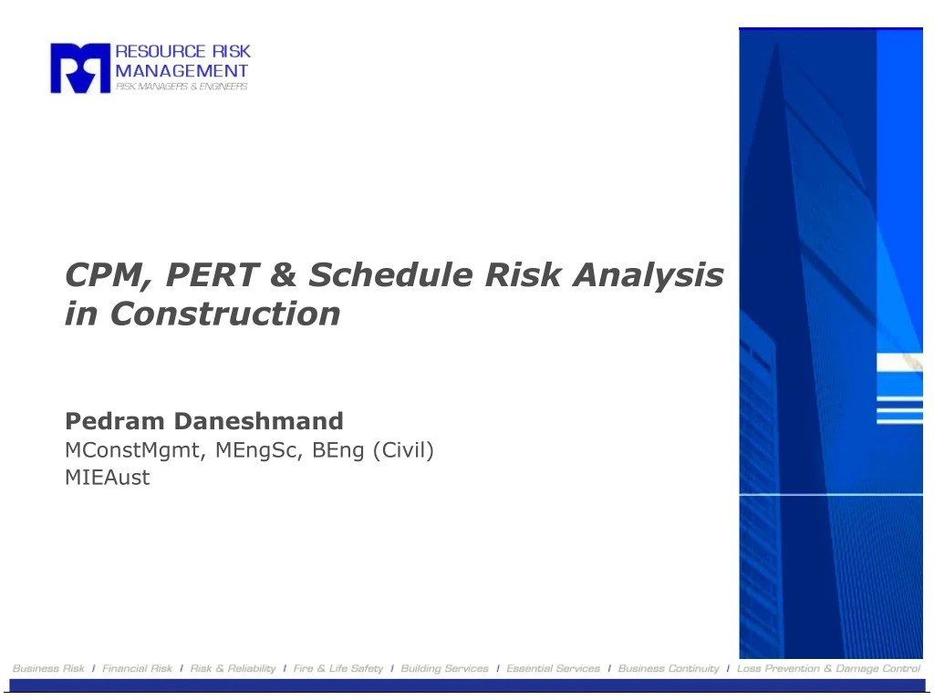 cpm pert schedule risk analysis in construction