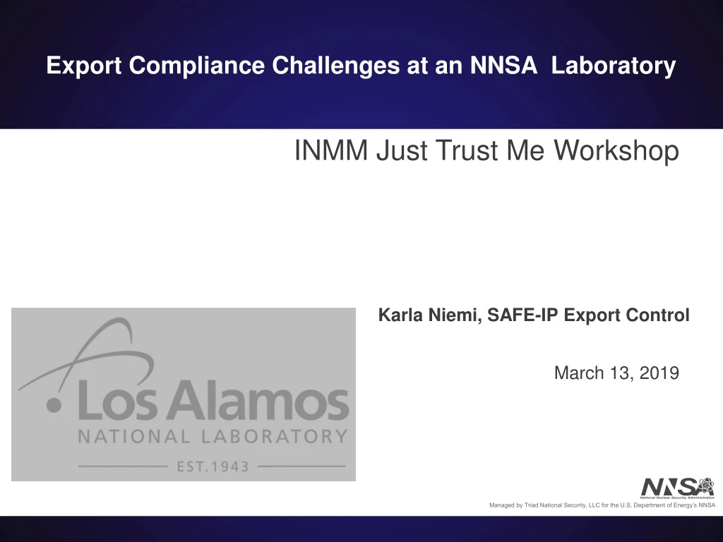 export compliance challenges at an nnsa laboratory