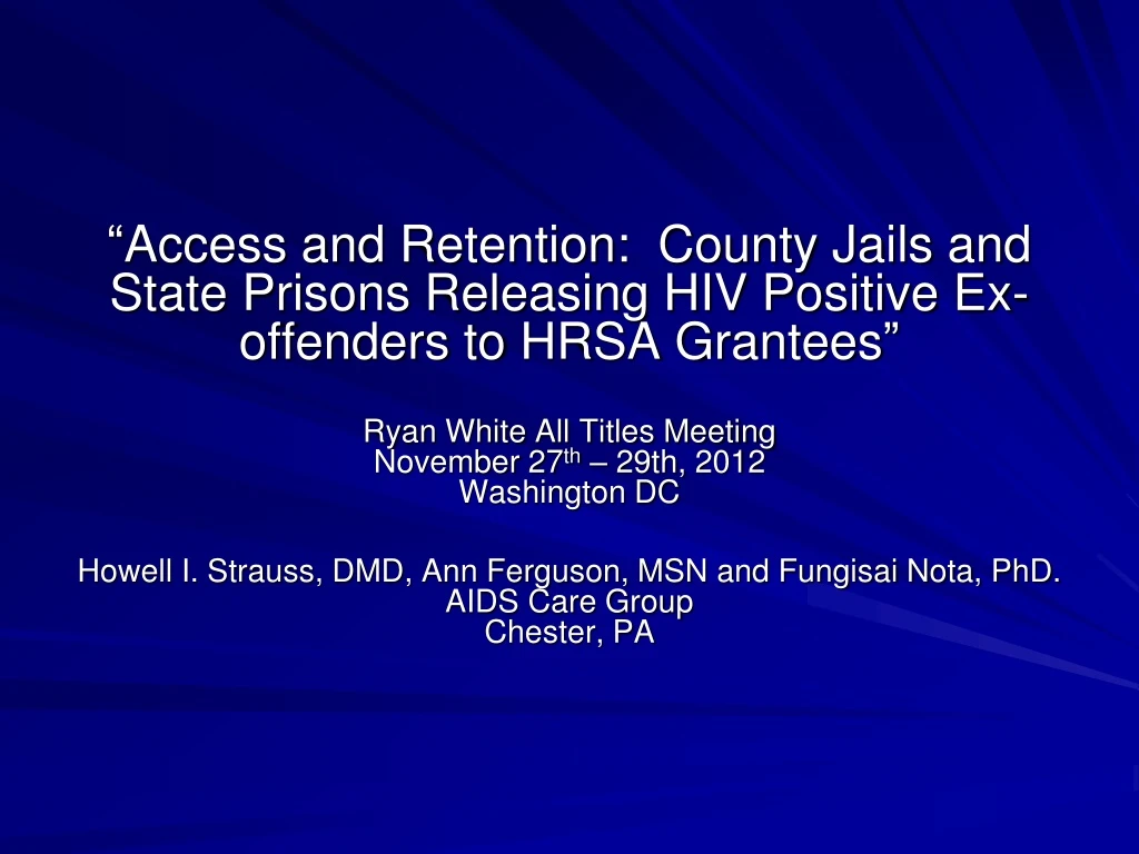 access and retention county jails and state