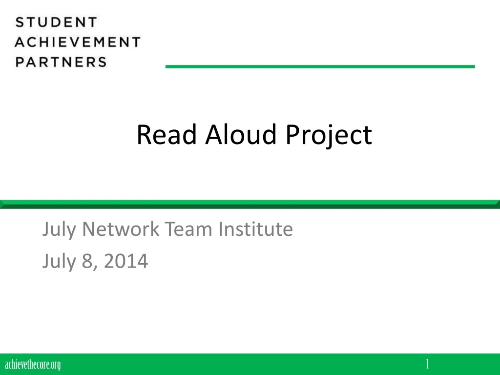 read aloud project