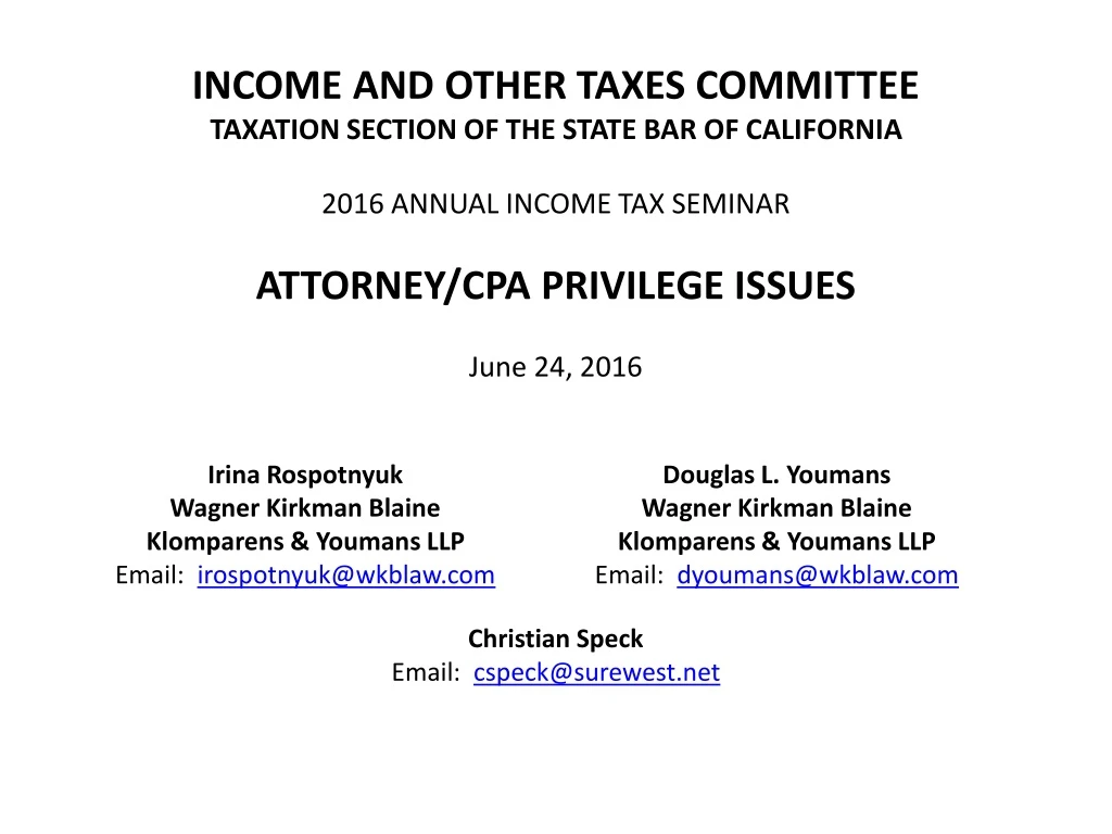 income and other taxes committee taxation section