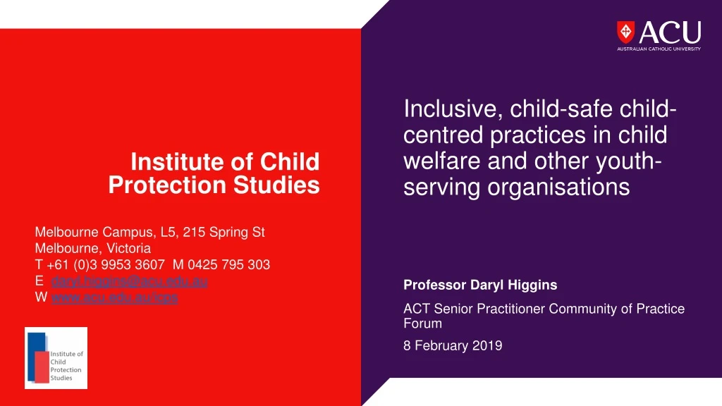 inclusive child safe child centred practices in child welfare and other youth serving organisations