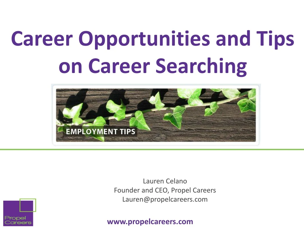 career opportunities and tips on career searching