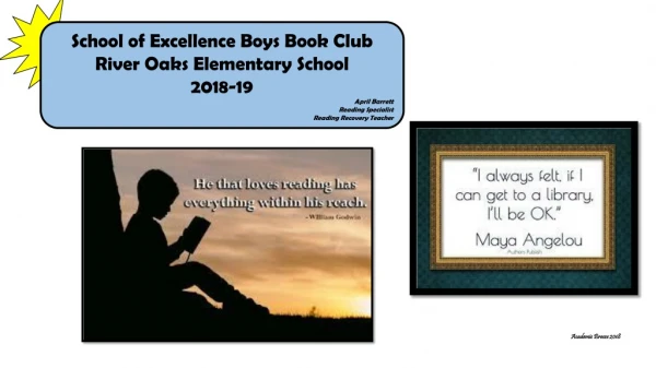School of Excellence Boys Book Club River Oaks Elementary School 2018-19 April Barrett
