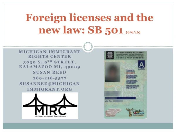 Foreign licenses and the new law: SB 501 (6/6/16)