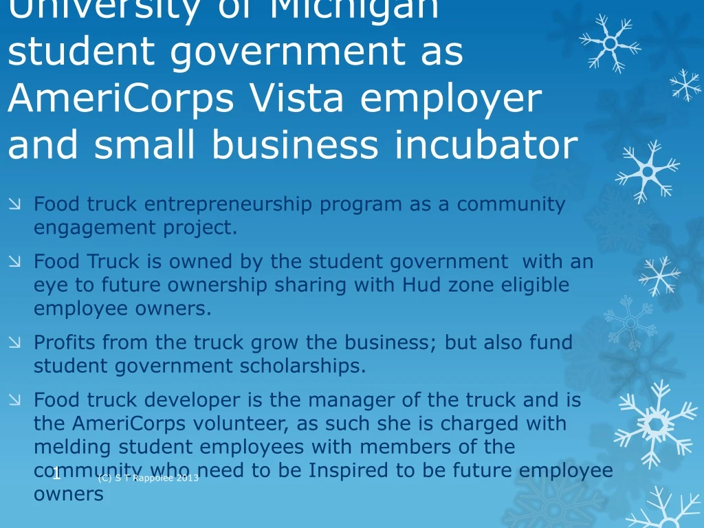university of michigan student government as americorps vista employer and small business incubator