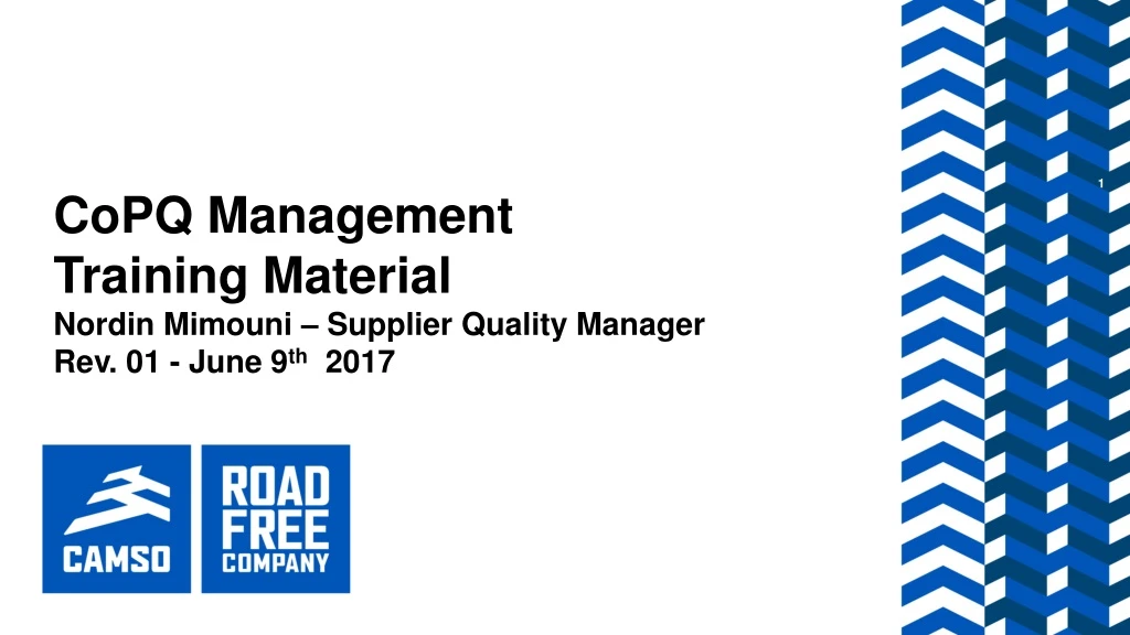 copq management training material nordin mimouni supplier quality manager rev 01 june 9 th 2017