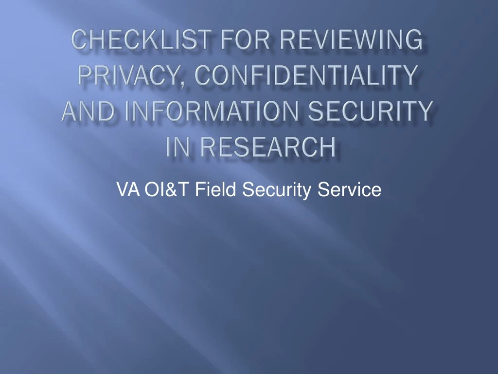 checklist for reviewing privacy confidentiality and information security in research