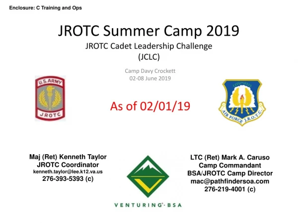JROTC Summer Camp 2019 JROTC Cadet Leadership Challenge (JCLC)