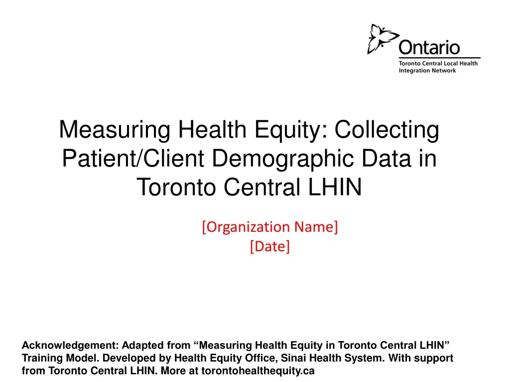 measuring health equity collecting patient client demographic data in toronto central lhin