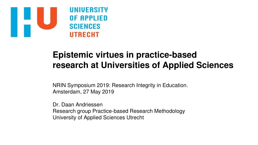 epistemic virtues in practice based research at universities of applied sciences