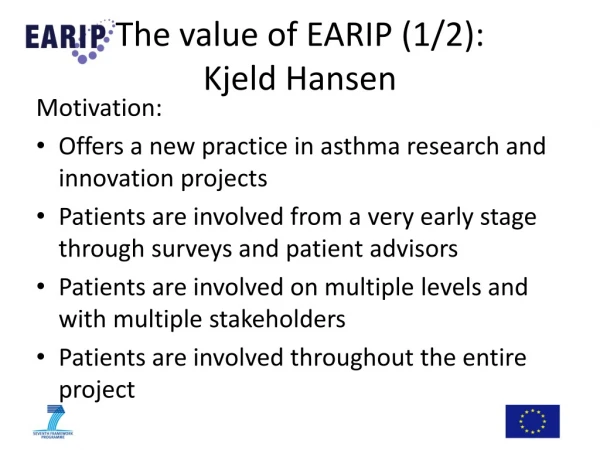 The value of EARIP (1/2): Kjeld Hansen
