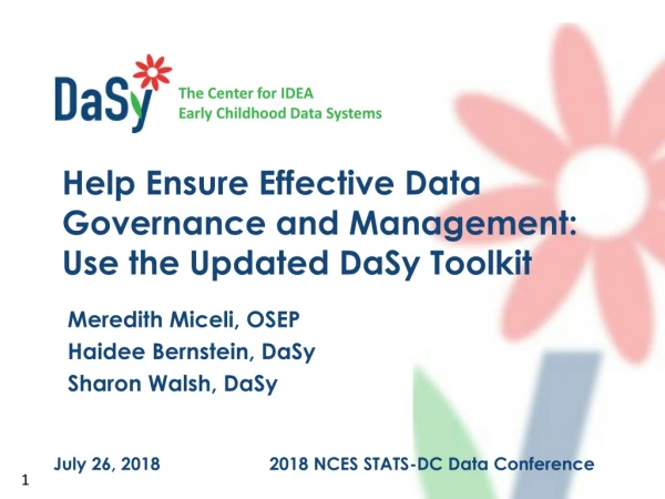 Help Ensure Effective Data Governance and Management: Use the Updated DaSy Toolkit
