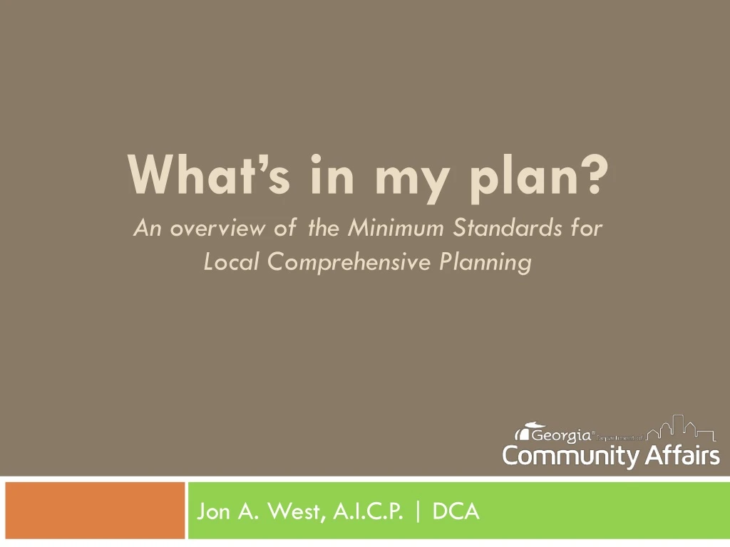 what s in my plan an overview of the minimum standards for local comprehensive planning