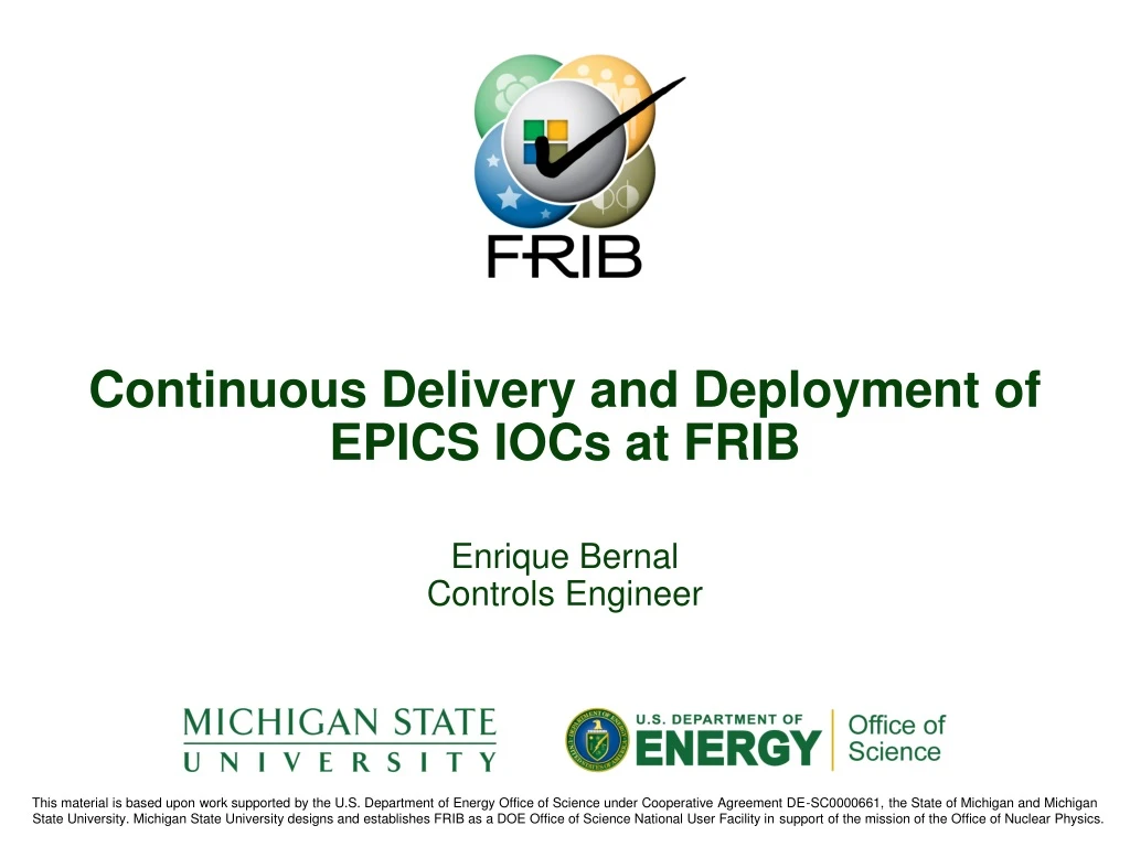 continuous delivery and deployment of epics iocs at frib