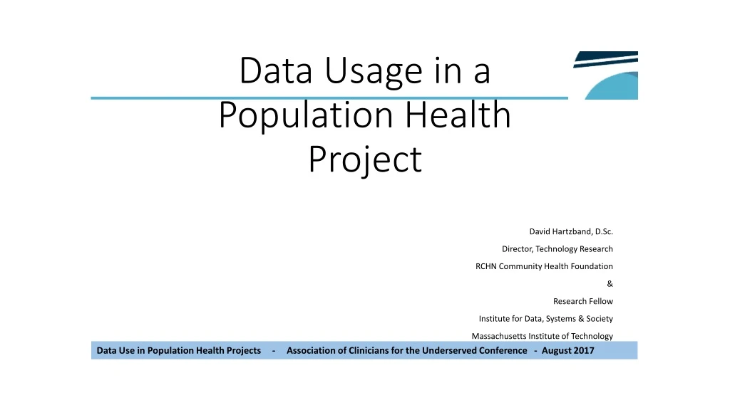 data usage in a population health project