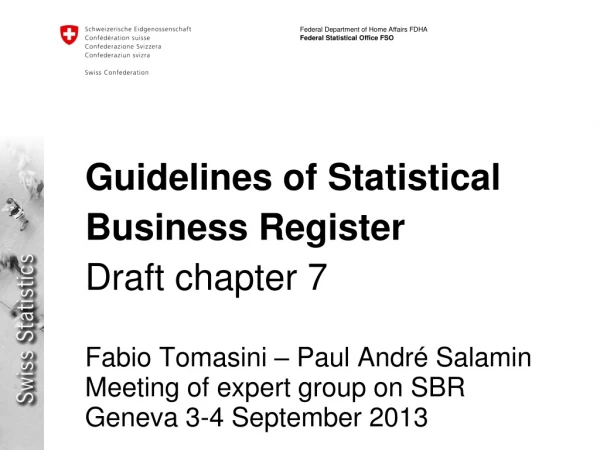 Guidelines of Statistical Business Register Draft chapter 7