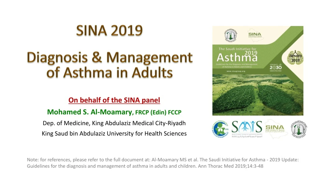 sina 2019 diagnosis management of asthma in adults
