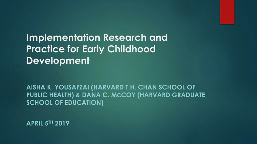 implementation research and practice for early childhood development