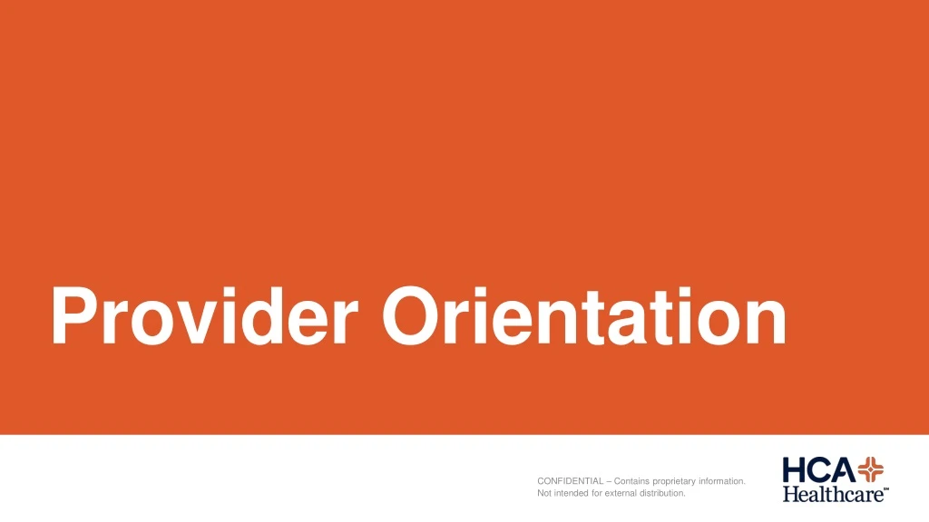 provider orientation