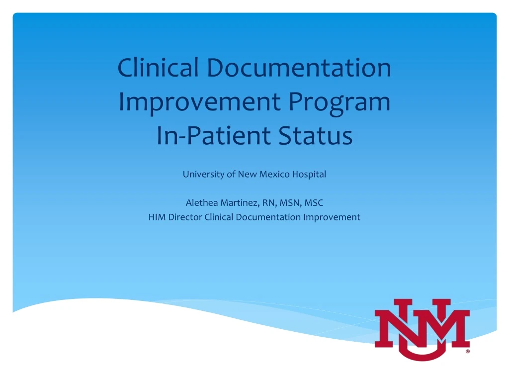 clinical documentation improvement program in patient status