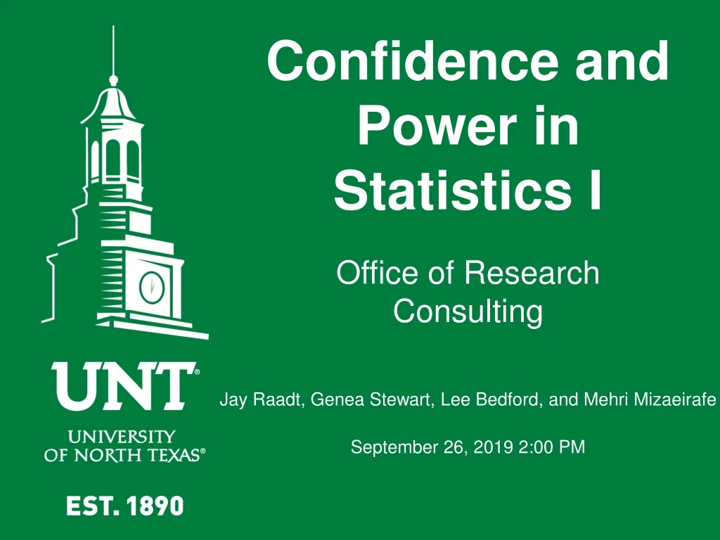 confidence and power in statistics i