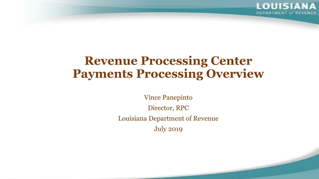 revenue processing center payments processing overview