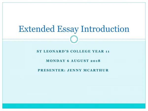 Extended Essay Introduction