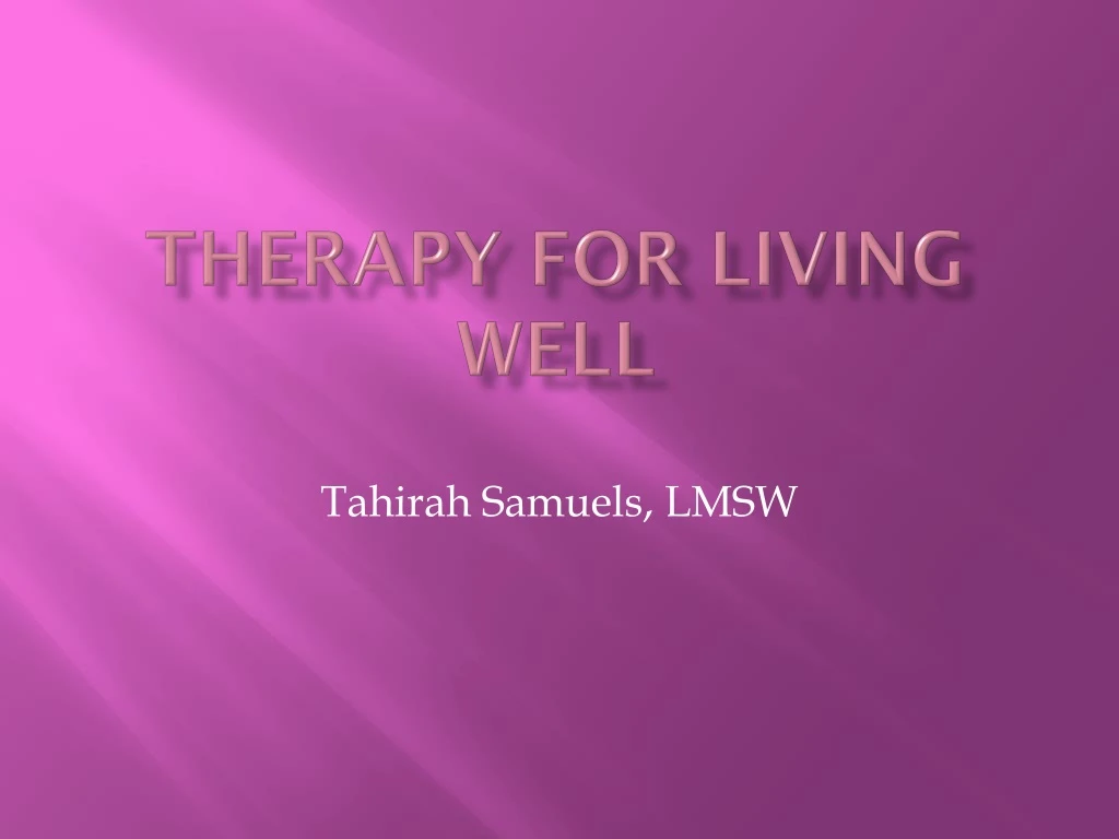 therapy for living well