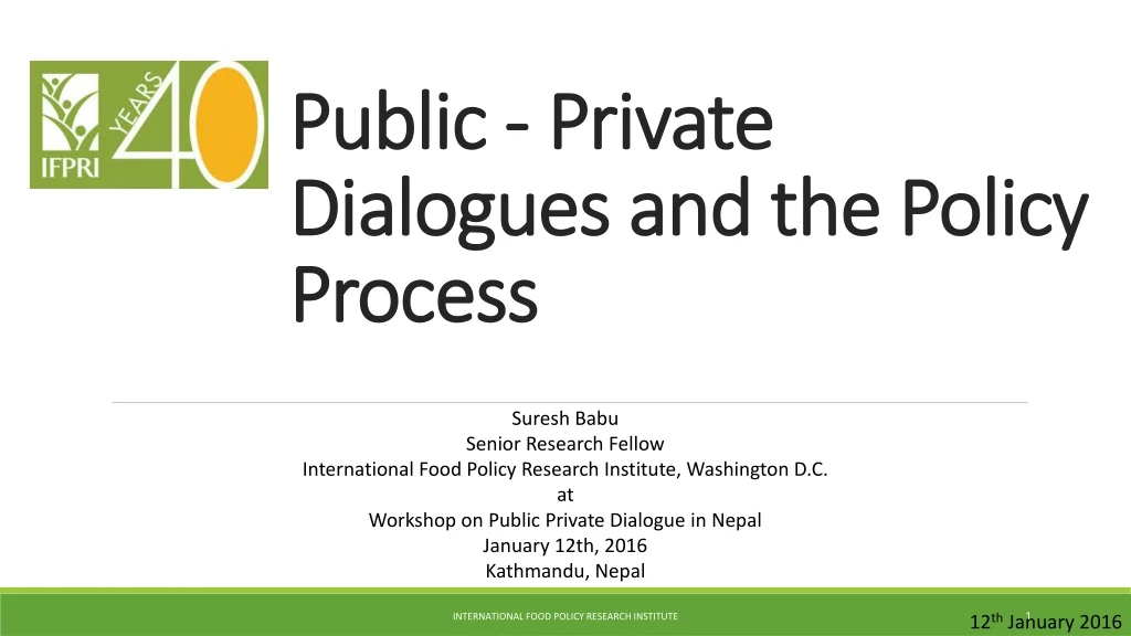 public private dialogues and the policy process