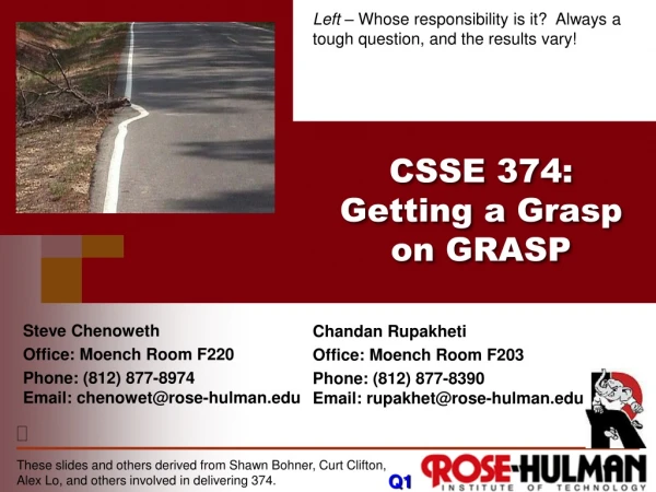 CSSE 374 : Getting a Grasp on GRASP