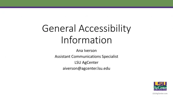 General Accessibility Information
