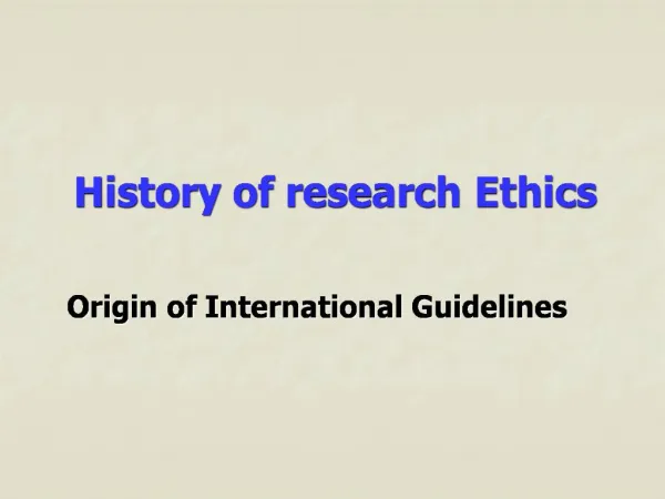 History of research Ethics