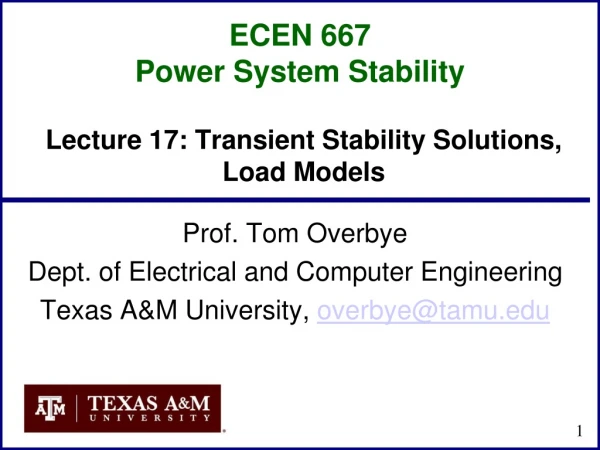 ECEN 667 Power System Stability
