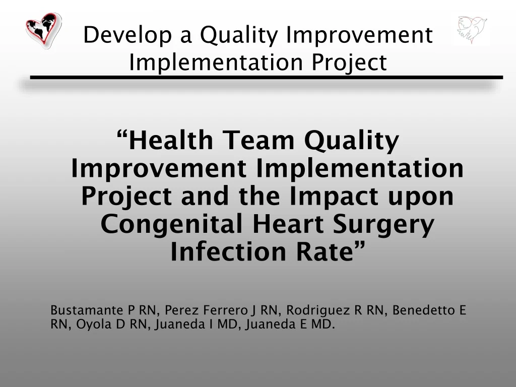 develop a quality improvement implementation project