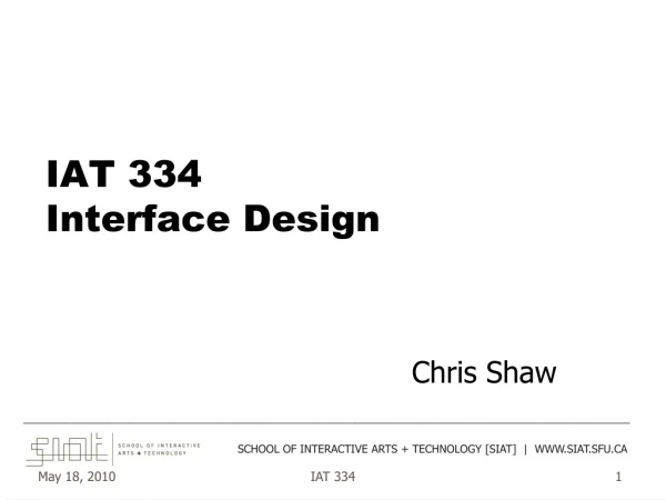 IAT 334 Interface Design