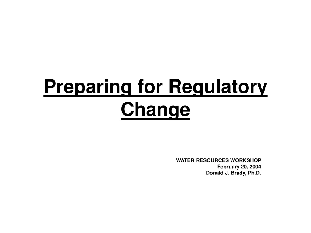 preparing for regulatory change
