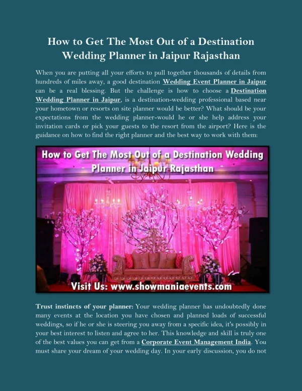 How to Get The Most Out of a Destination Wedding Planner in Jaipur Rajasthan