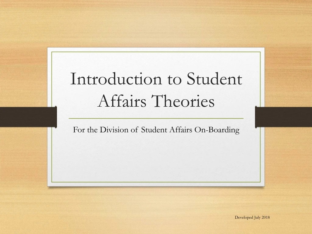 introduction to student affairs theories