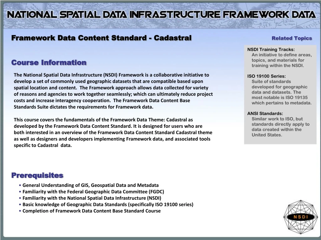 framework data content standard cadastral