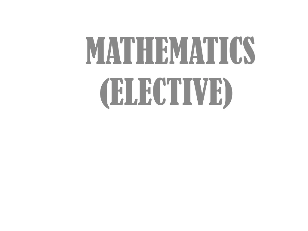 mathematics elective