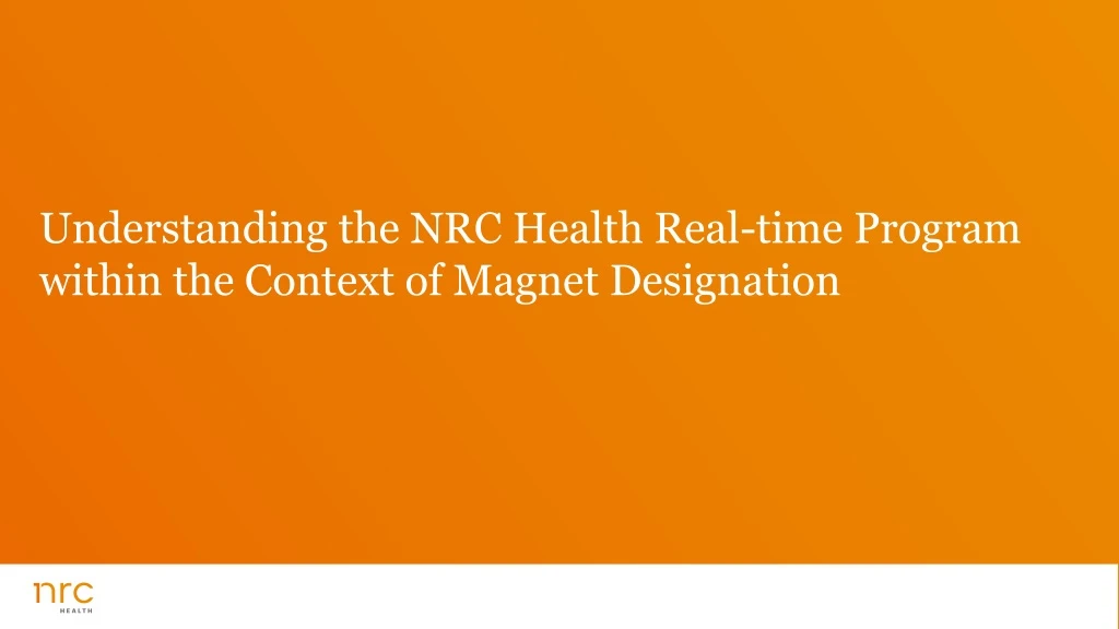 understanding the nrc health real time program