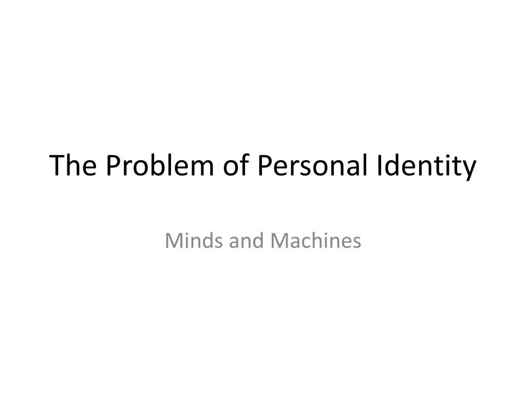 the problem of personal identity