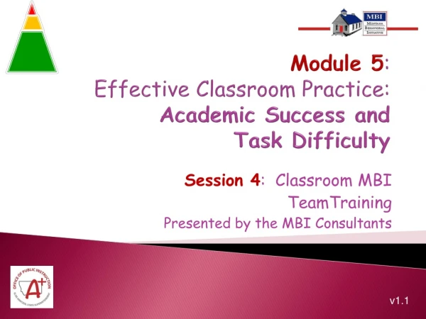 Module 5 : Effective Classroom Practice: Academic Success and Task Difficulty