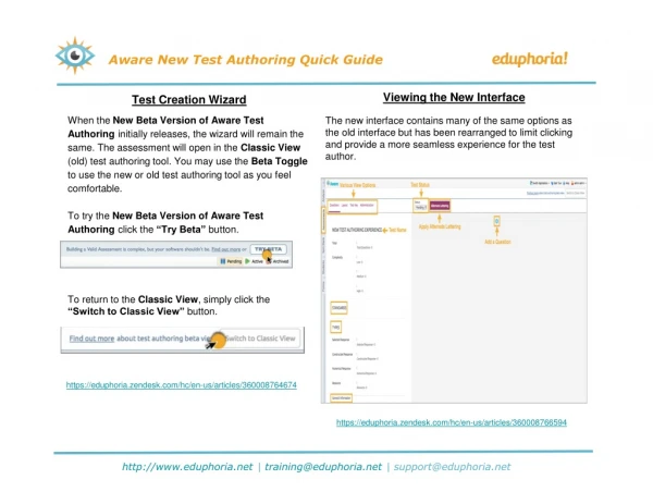 Aware New Test Authoring Quick Guide