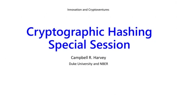 Cryptographic Hashing Special Session