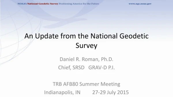 An Update from the National Geodetic Survey