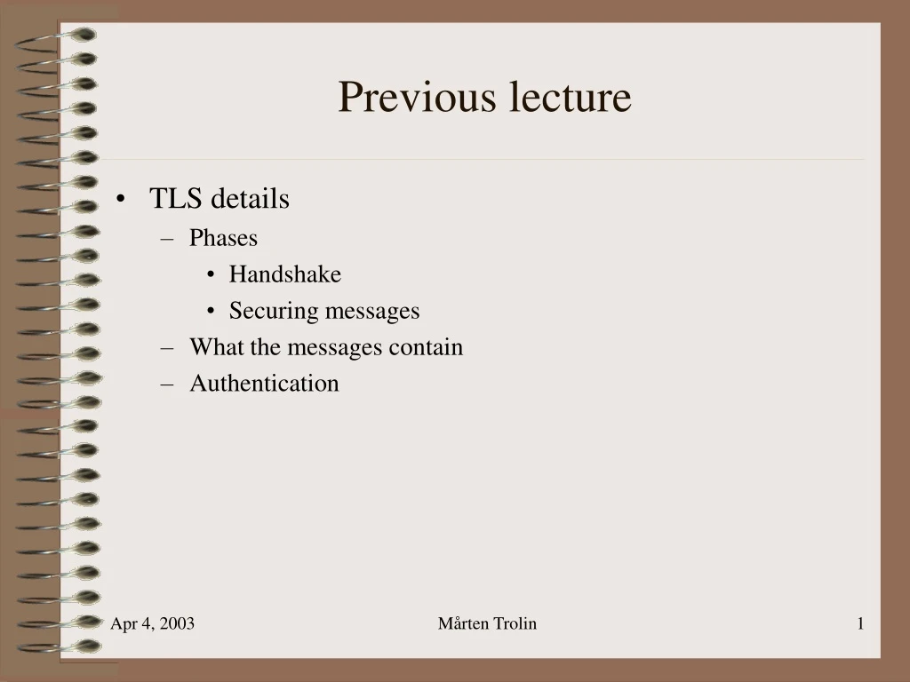 previous lecture