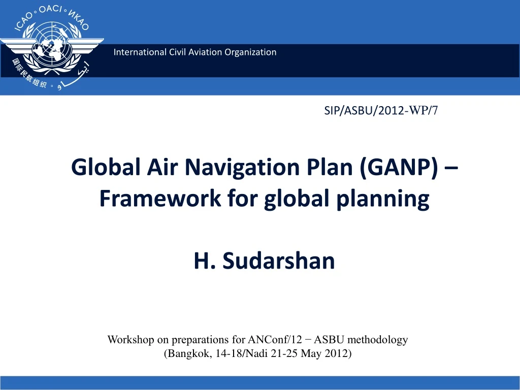 global air navigation plan ganp framework for global planning h sudarshan