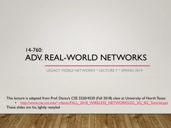 14-760: Adv. Real-World Networks
